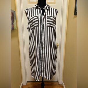 New York & Company Black and White Striped Midi Dress